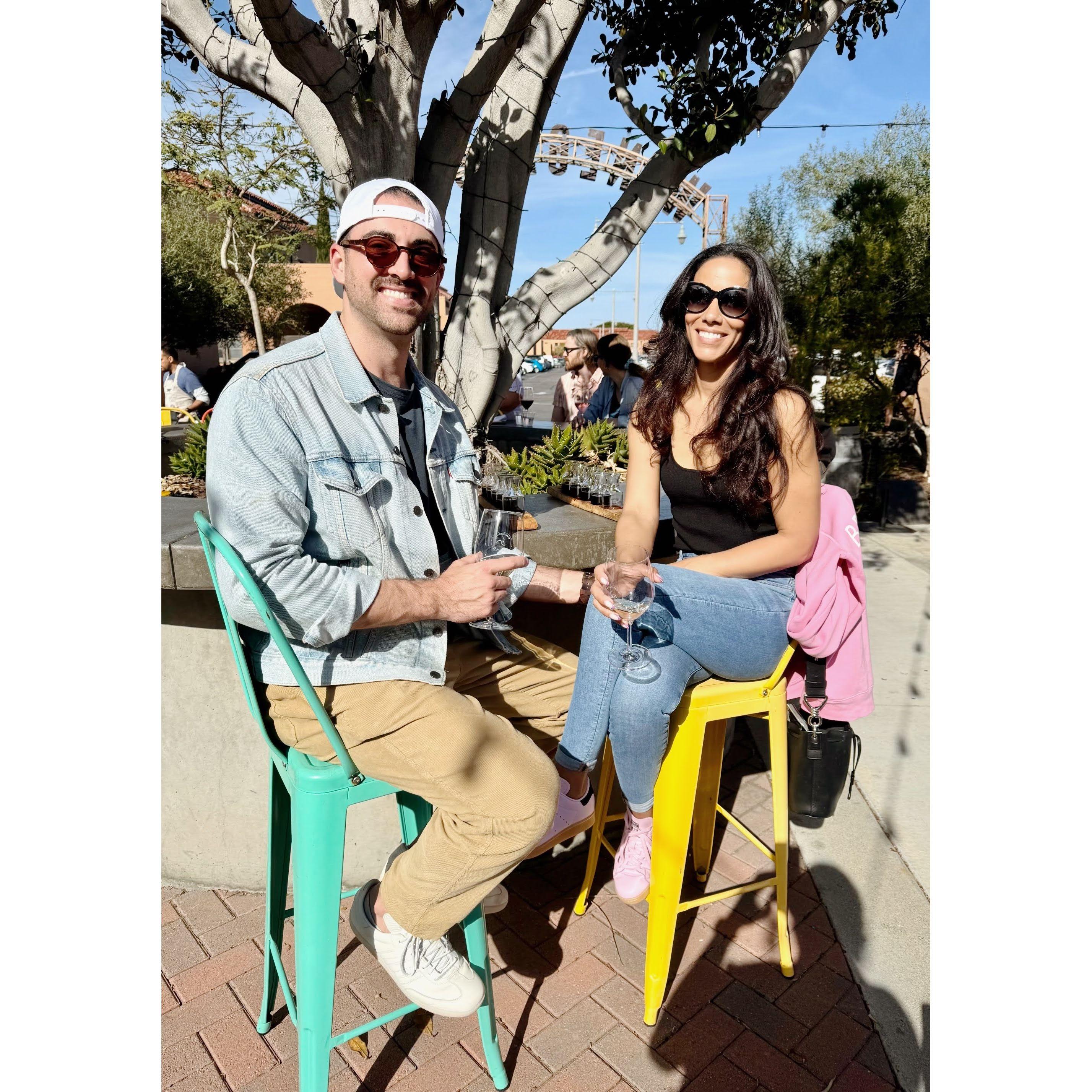 One of our first dates, mini golf and wine