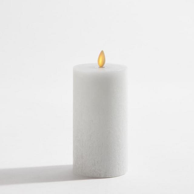 Premium Wax Pillar Flameless Candle, Light Gray,3X6