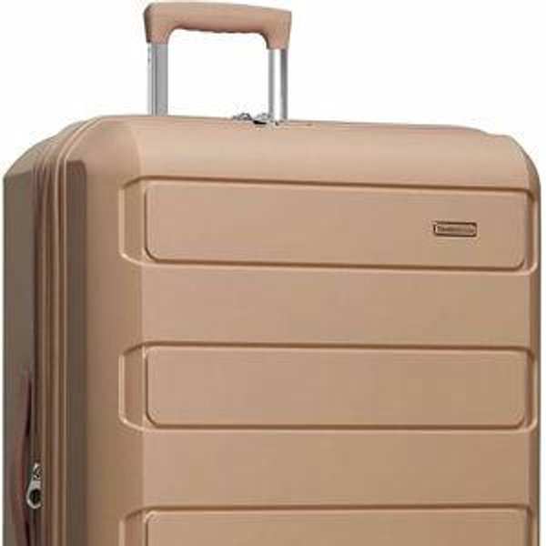 Traveler's Choice Pagosa Hardshell Expandable Luggage with Spinner Wheels, Latte Beige, 30-Inch Large