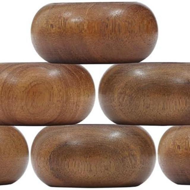 SHAFA IMPEX Handmade Wooden Napkin Ring Made by Artisan Beautifully Crafted and Designed in India Set of 12
