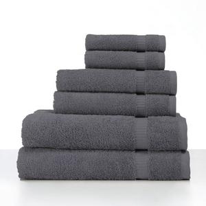 SALBAKOS 6 Piece Bath Towel Set - Turkish Luxury Hotel & Spa Collection - OEKO-TEX Organic - Eco-Friendly Turkish Cotton (Gray)