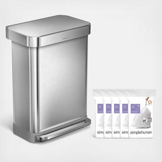 Semi-Round Stainless Steel Step Can with 100 Liners Set