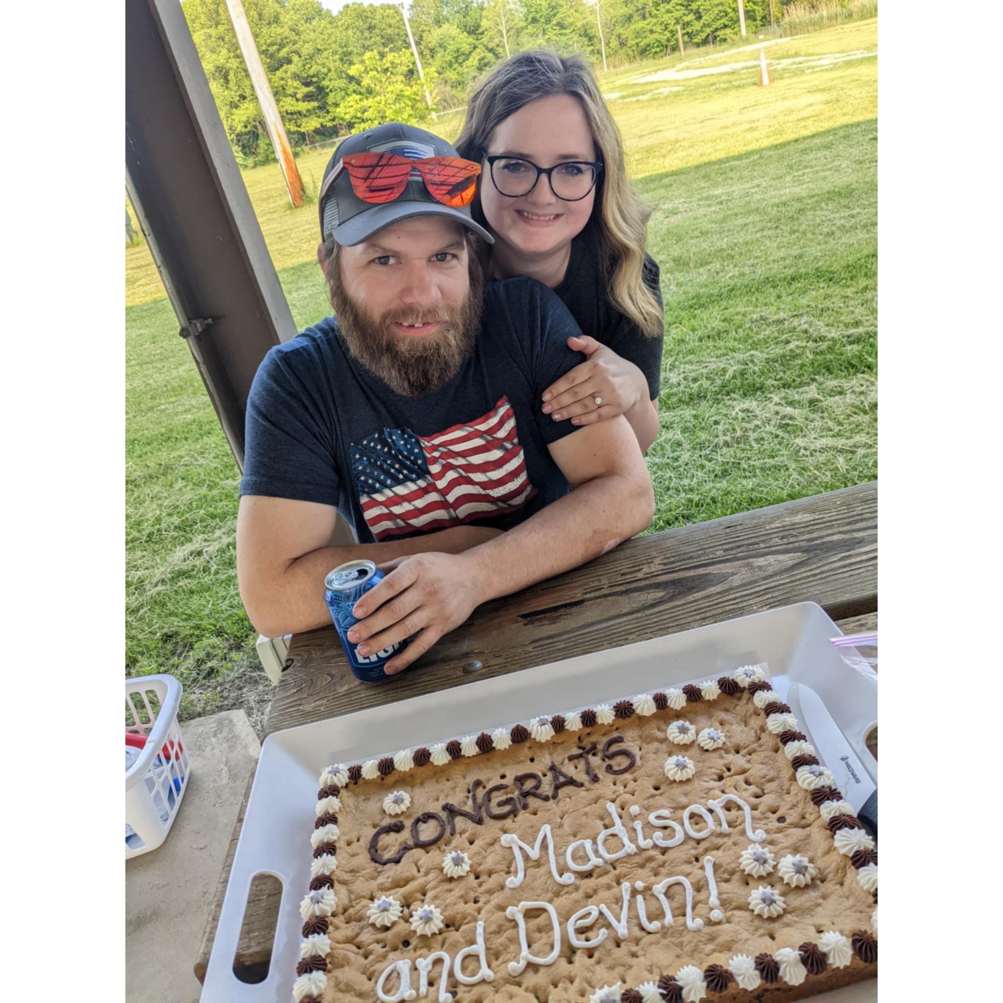 They came home from our proposal to find a small engagement celebration waiting for them at a line dancing event!