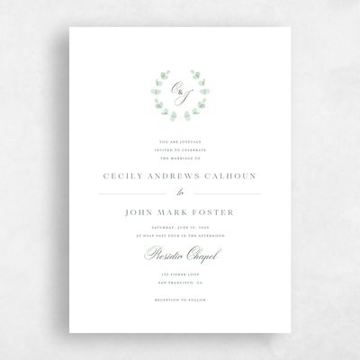 Green Wedding Invitation - Opalite Classic