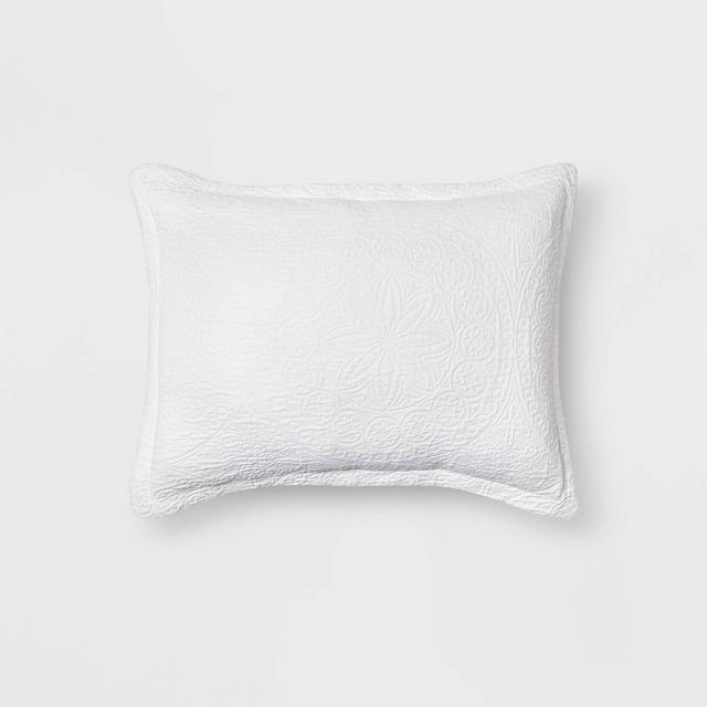 Standard Matelasse Medallion Sham White - Threshold™