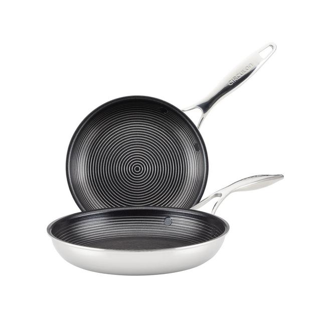 Circulon SteelShield C-Series Tri-Ply Clad Nonstick Frying Pan Set, 2-Piece, Silver