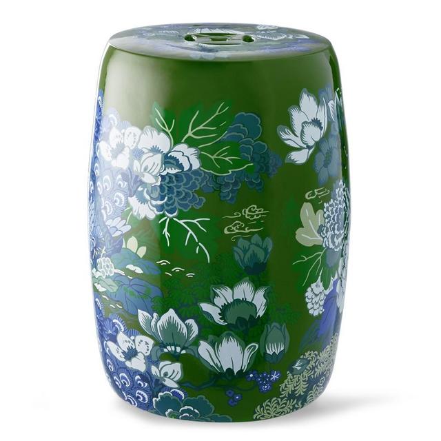 Schumacher Shanghai Peacock Accent Table, Blue