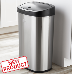 Details about 13 Gal Trash Can Motion Sensor Stainless Steel Kitchen Garbage Hands Free Lid