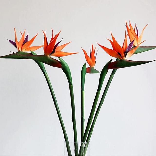 Artificial Flowers Bird of Paradise Greenery Plants Indoor Outside Garland Home Garden Office Verandah Wedding Decorations 6pcs (Yellow, 6 Pack)