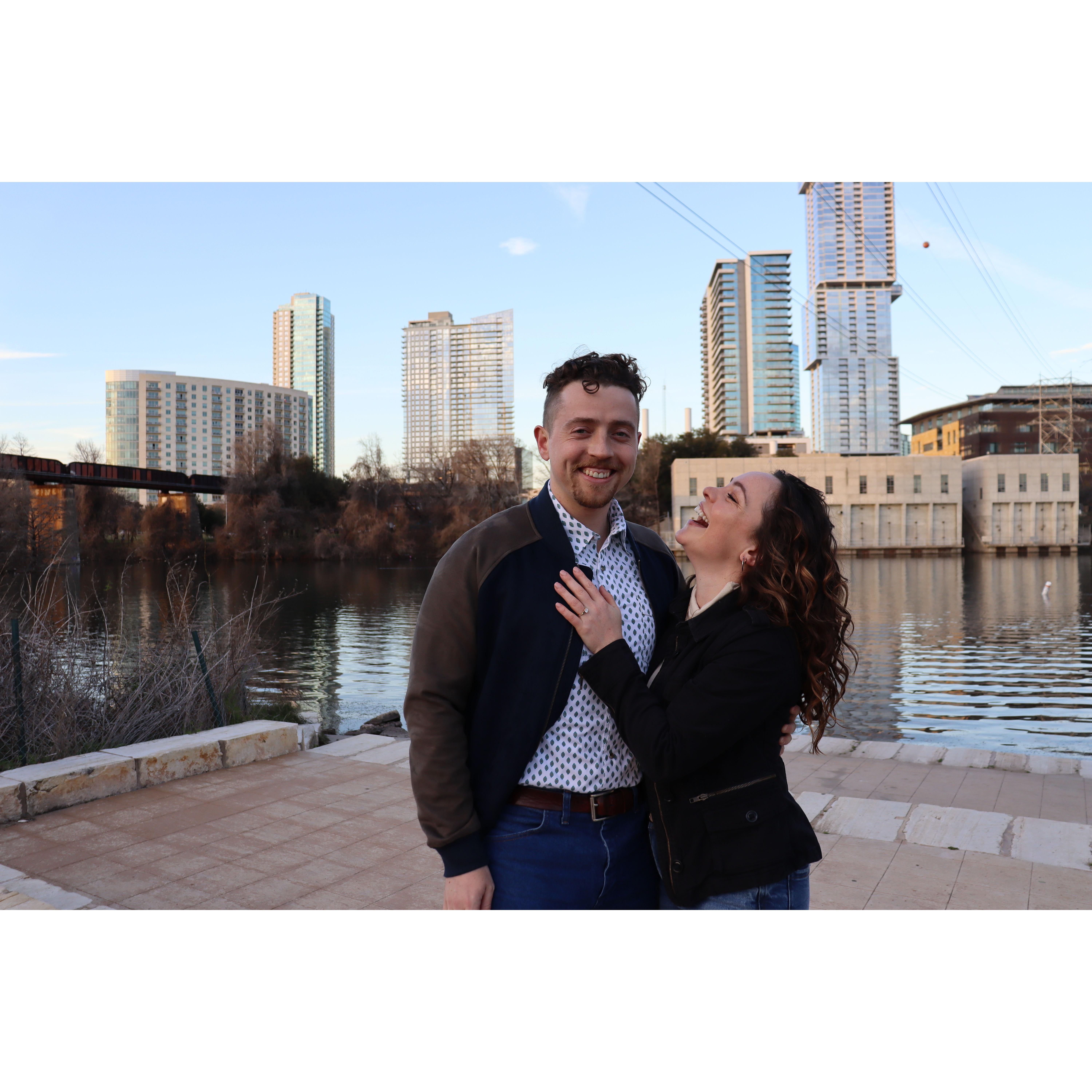 Cam proposed where we had our first date, the dog park downtown - 2023