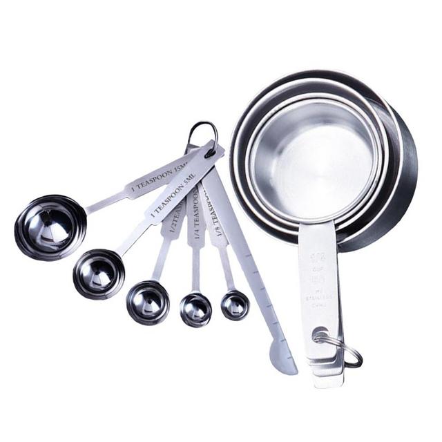 BESTONZON 2 Set Stainless Steel Measuring Cups and Measuring Spoon Cooking Measure Spoon Cup Seasoning Spoons Coffee Tea Kitchen