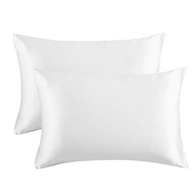 Bedsure Satin Pillowcase for Hair and Skin, 2-Pack - Standard Size (20x26 inches) Pillow Cases - Satin Pillow Covers with Envelope Closure, Pure White