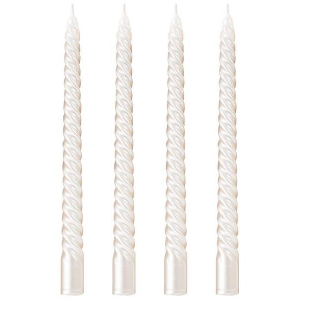 Wrcevtor 10inch Taper Candles Set of 4|7.5 hrs Tapered Candle,Tall Candlesticks for Wedding, Party,Home Decor and Special Occasions Dripless Long Candle Sticks Spiral Taper Candle (10 INCH, White)