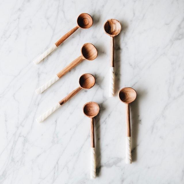 Wild Olive Wood Coffee Scoop Set