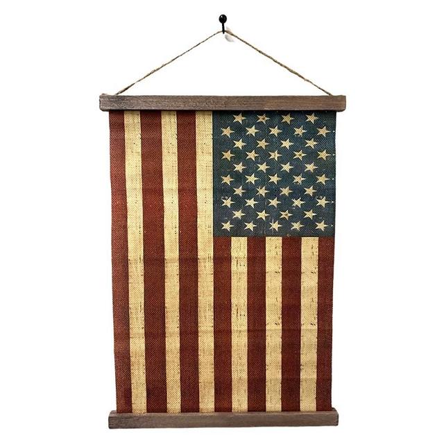 THE NIFTY NOOK Vintage Old Glory American Flag Canvas Wall Art Farmhouse Decor 16x12 Inch (American Flag Hanging Canvas)