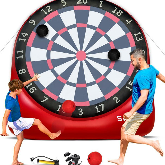 Swooc Games - Premium Inflatable Giant Kick Darts (15+ Ways to Play) - Jumbo Soccer Dartboard with Air Pump - Big Carnival Games - Giant Outdoor Games - Oversized Dart Board Yard & Lawn Game