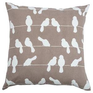 Taupe Brown Birds On A Wire Throw Pillow (20"x20") - Rizzy Home
