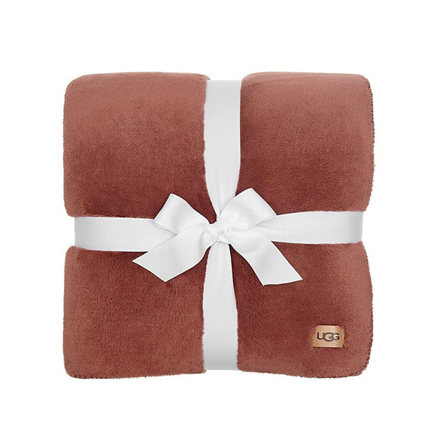 UGG Whitecap Plush Flannel - Oversized Throw Blanket, Sepia