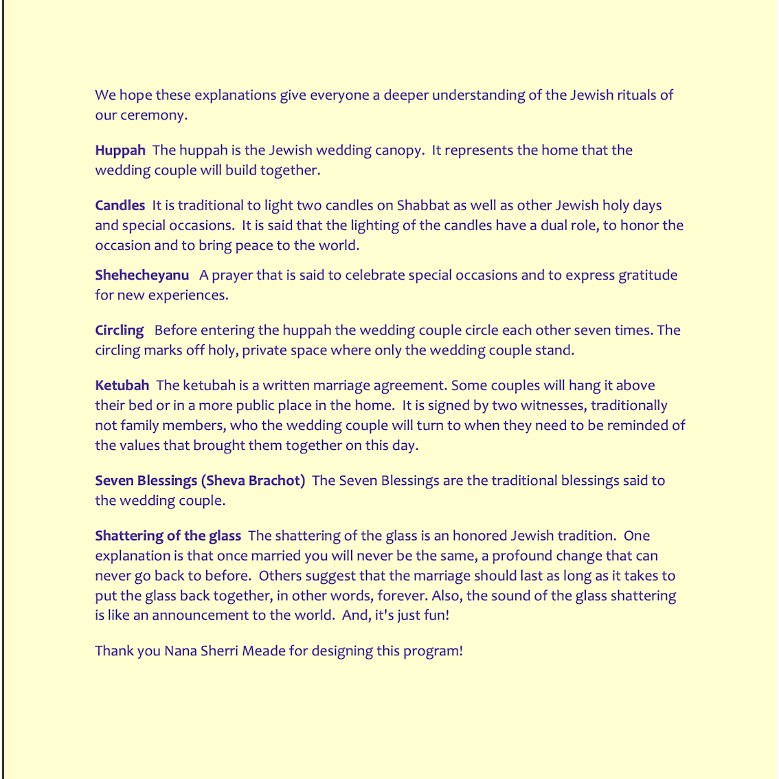 Wedding Program!