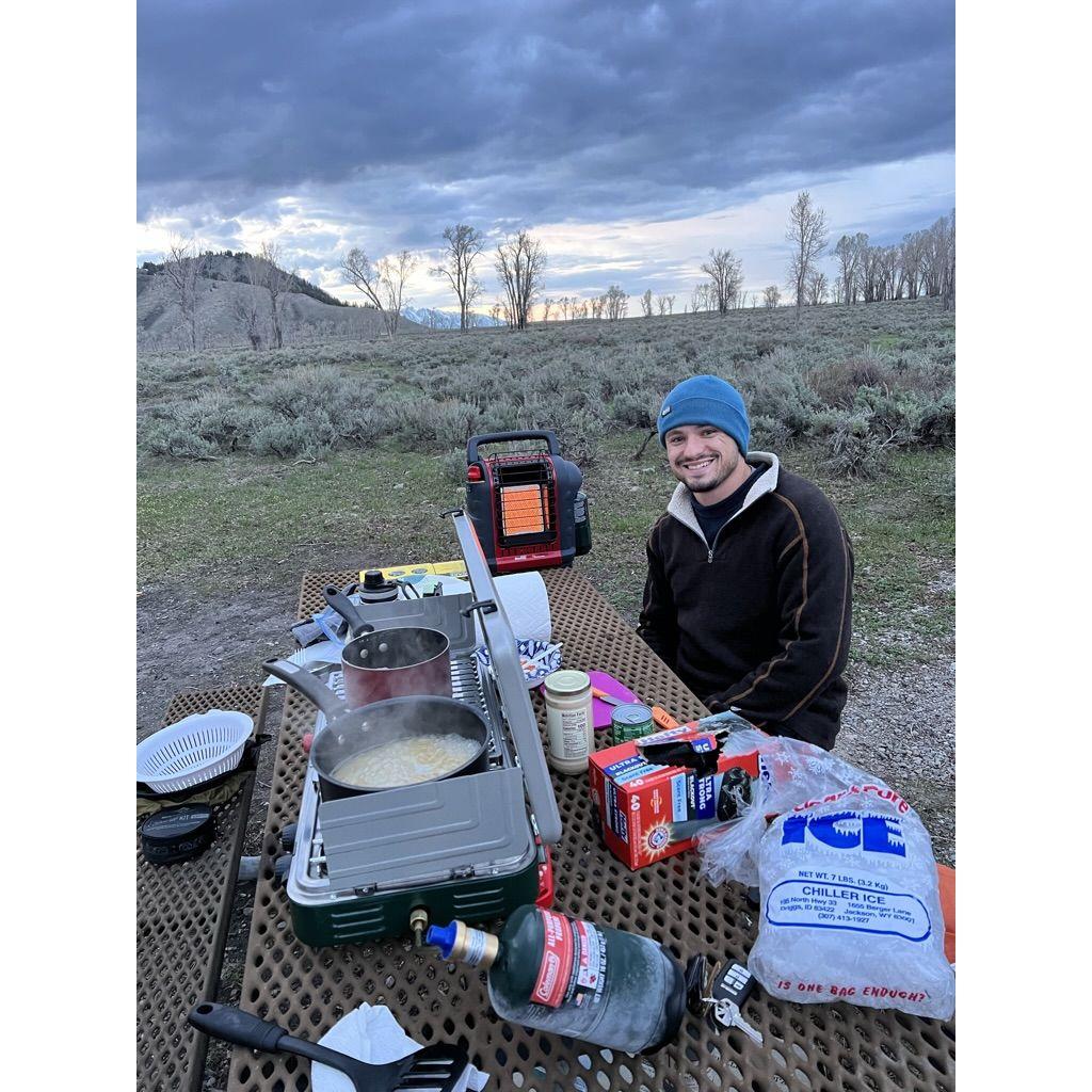 Camping at Grand Teton during cross-country road trip.