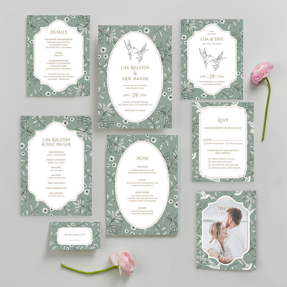 Brenton Portrait | Sage | Zola Wedding Invitations