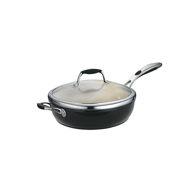 Tramontina Deluxe Covered Deep Skillet Aluminum 11-inch, Metallic Black, 80110/021DS