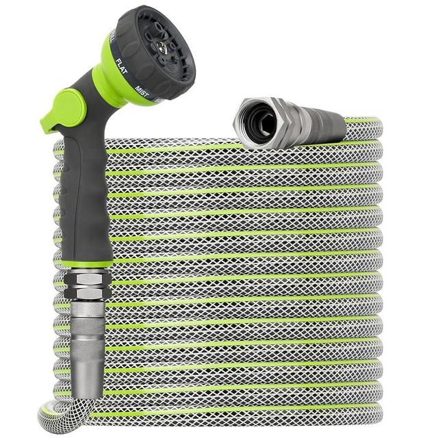 Bluebala Flexible Garden Hose 100 FT - Heavy Duty 100FT Outdoor Water Hose Pipe, 1/2" x 100Feet, 3/4" Solid Swivel Fittings, 100 Feet, No Kink, Leak Proof, Lightweight for RV, Yard, Farm