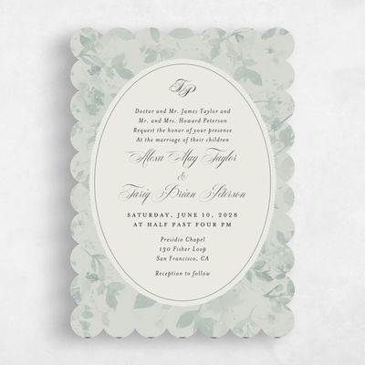 Green Scalloped Wedding Invitation - Hermine Classic