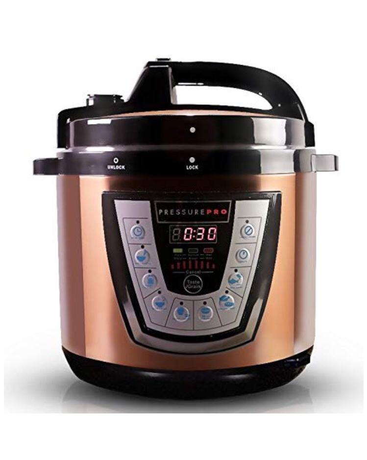 10-in-1 CopperTech PressurePro 6 Qt Pressure Cooker - Multi-Use Programmable Pressure Cooker, Slow Cooker, Rice Cooker, Steamer, Yogurt Maker, Sauté and Warmer - Copper