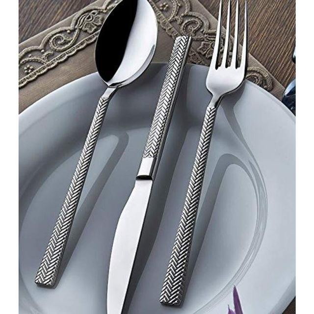 Silverware Set by Olinda Flatware Set 20 pc Service for 4 18/10 Stainless Steel Spoon and Fork set, Herringbone