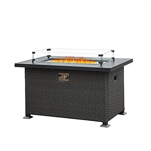 Simplie Fun Smokeless Fire Pit Table for Outdoor Patio with Glass Wind Guard