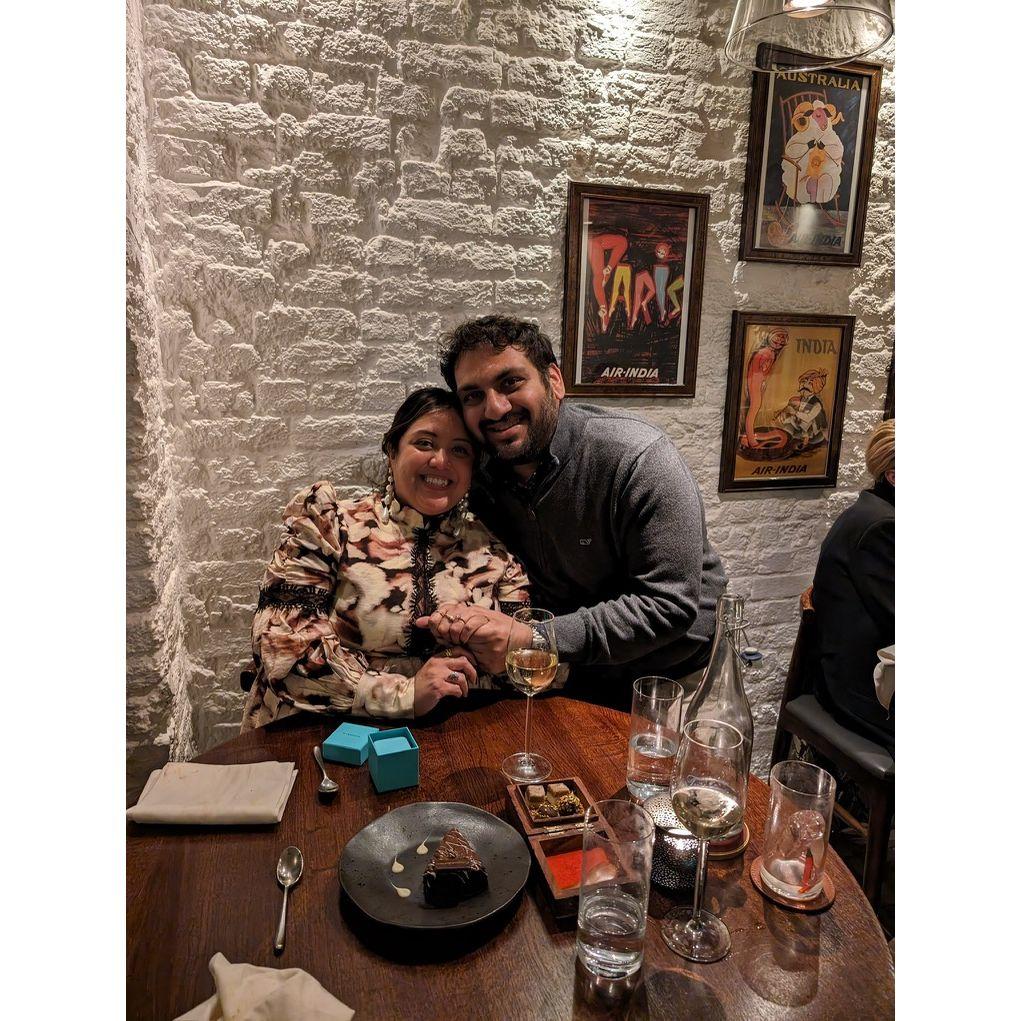 Engagement night at Trishna in London