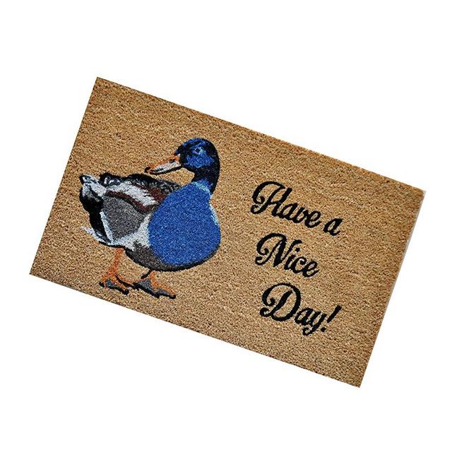 Coir Door Mat with Attractive Design for Outdoor Use - 18" X 30" Doormat with 0.6" Plush (Mallard Duck)