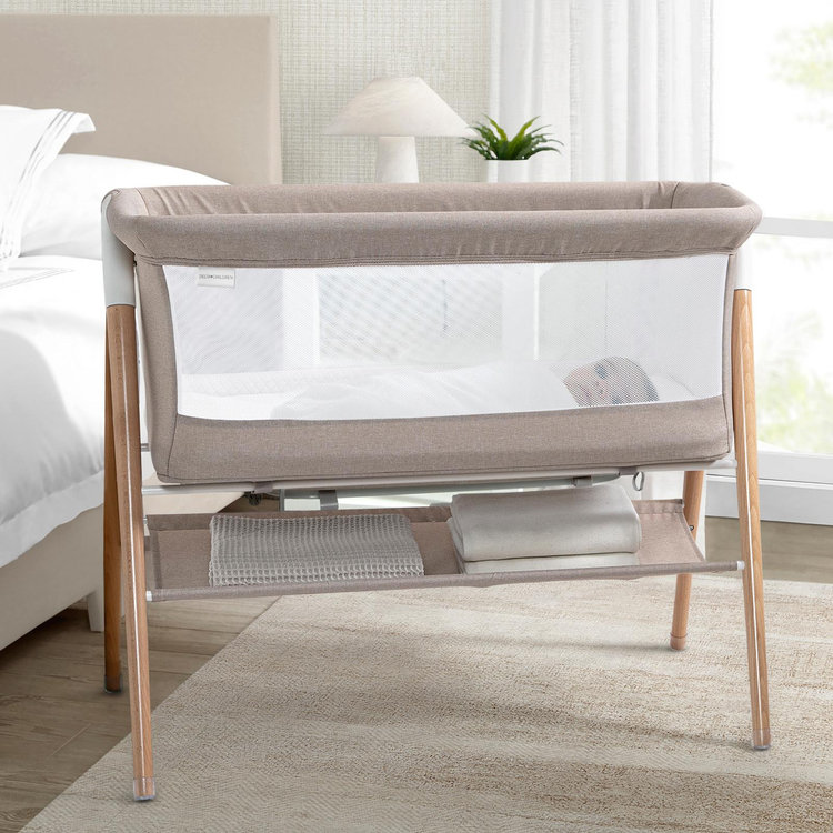 Delta Children, Bondi Beechwood By The Bed Bassinet with PureAir