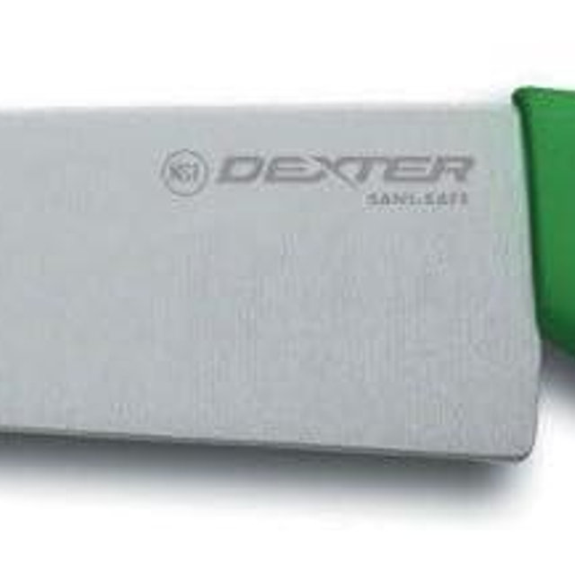 Dexter-Russell 12443G Cook’s Knife, 8" DEXSTEEL High Carbon Stain-Free Steel Blade, Curved Edge Design, Green Textured Polypropylene Handle, NSF Certified, Professional Culinary Kitchen Chef Knife