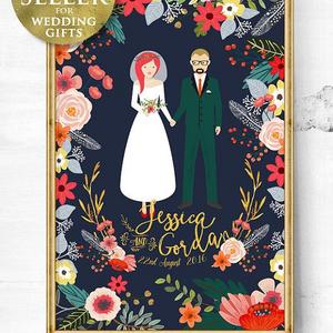 Custom Wedding portrait - unique wedding gift - Personalized Wedding Gift - Gift for her - Wedding illustration - Wedding - Couple portrait