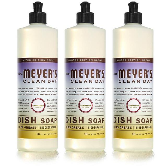 Mrs. Meyer's Liquid Dish Soap, Biodegradable Formula, Compassion Flower, 16 fl. oz - Pack of 3