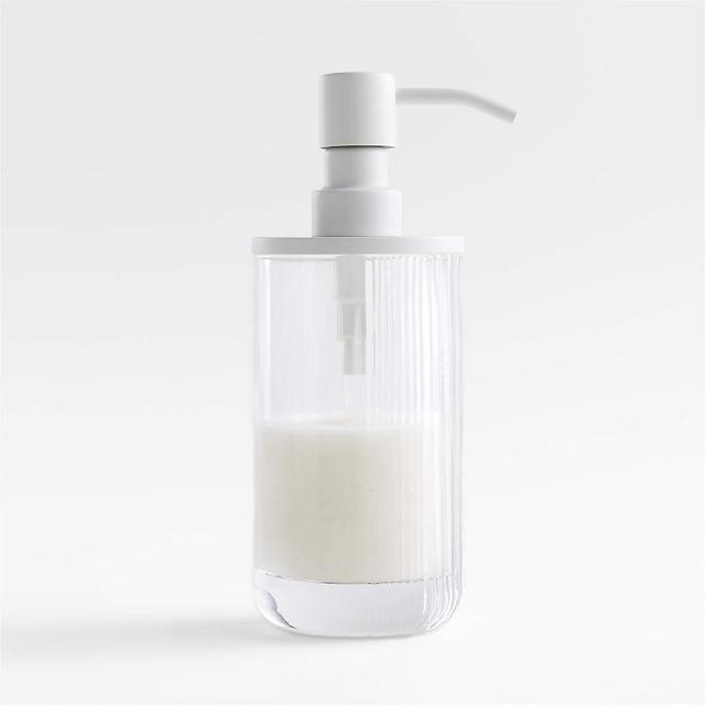 Ribbed White Glass Soap Pump