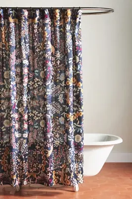 The Printed Cotton Slub Shower Curtain Collection