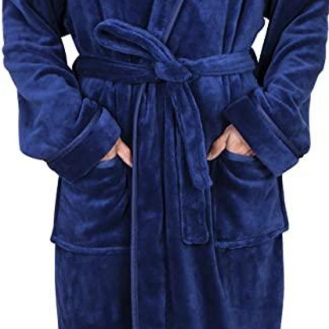 NY Threads Mens Hooded Fleece Robe - Plush Long Bathrobes