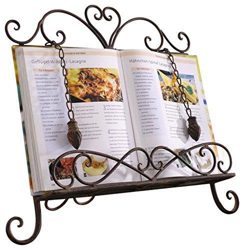 Antique Metal Cookbook Stand Recipe Book Stand for Kitchen Easel Weighted Chain