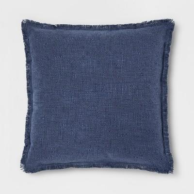 Stonewashed Cotton Canvas Oversize Square Throw Pillow Blue - Threshold™