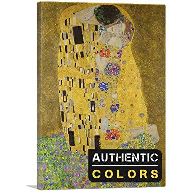 ARTCANVAS The Kiss - Rectangle 1907 Canvas Art Print (Authentic Colors) by Gustav Klimt- 26" x 18" (1.50" Deep)