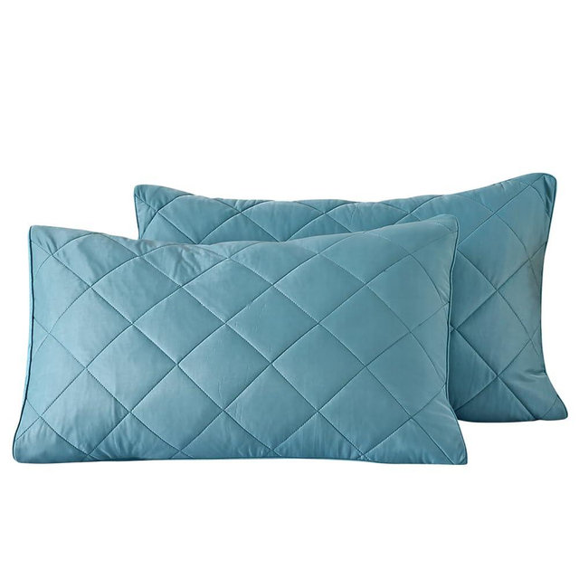 evoLive Cooling Diamond Quilted Pillow Shams Set of 2, Soft Elastane Pillow Covers with Envelope Closure, Standard/Full/Queen 20" x 26", Breathable & Machine Washable (Blue, 20"x26" Standard)
