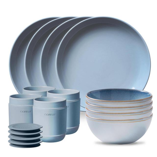 Corelle 16pc Stoneware Dinnerware Set Blue