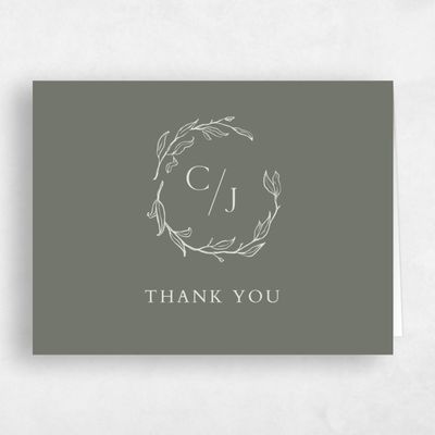 Green Monogram Wedding Thank You - Everhart Landscape