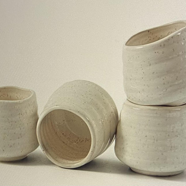4pcs Japanese Tea Cup Set – Mini Size Cup 5OZ Ceramic Matcha Cup, Handless Espresso Cups, Cute Small Porcelain Coffee Mugs, for Coffee Tea Lovers, Dishwasher & Microwave Safe (Speckle)