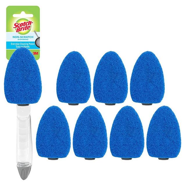 Scotch-Brite Non-Scratch Dishwand Kit, Includes 1 Wand & 8 Refill Pads, Keep Hands Out of The Mess