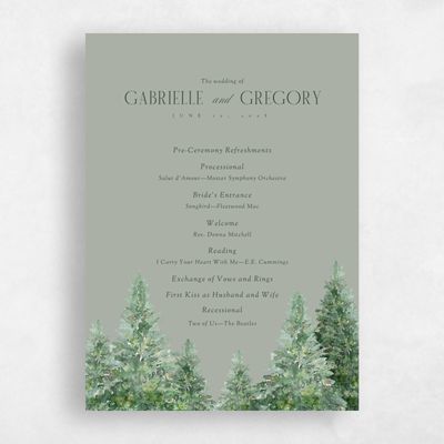 Pale Sage, Green Wedding Program - Balsam