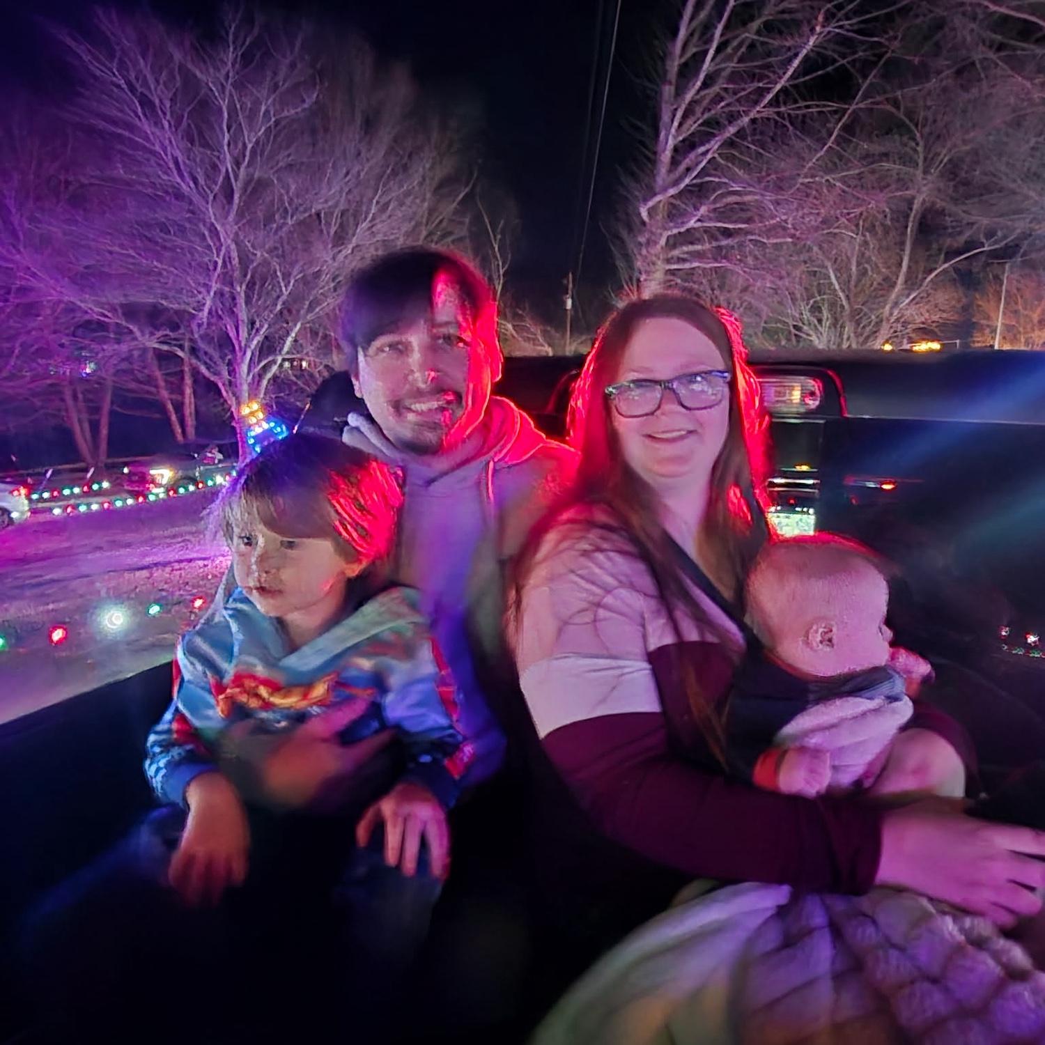 First Christmas lights drive through for our family of 4.